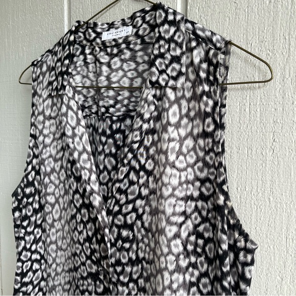 NWOT Equipment Silk Leopard Print Button Down Sleeveless Shirt Dress Size S - Picture 2 of 9